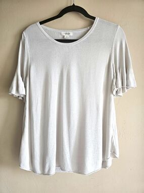 Style & Co size Small, ruffle short sleeve-viscose-basic, classic, off white